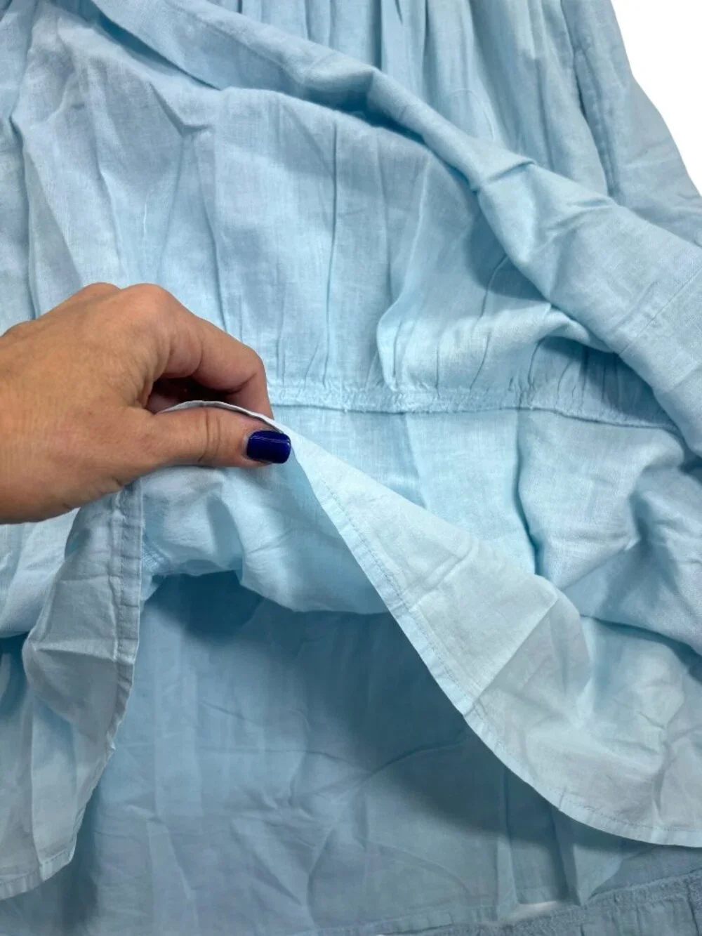 NWT Abercrombie & Fitch Maxi Dress Women's XLP Light Blue Smocked Puff Sleeve